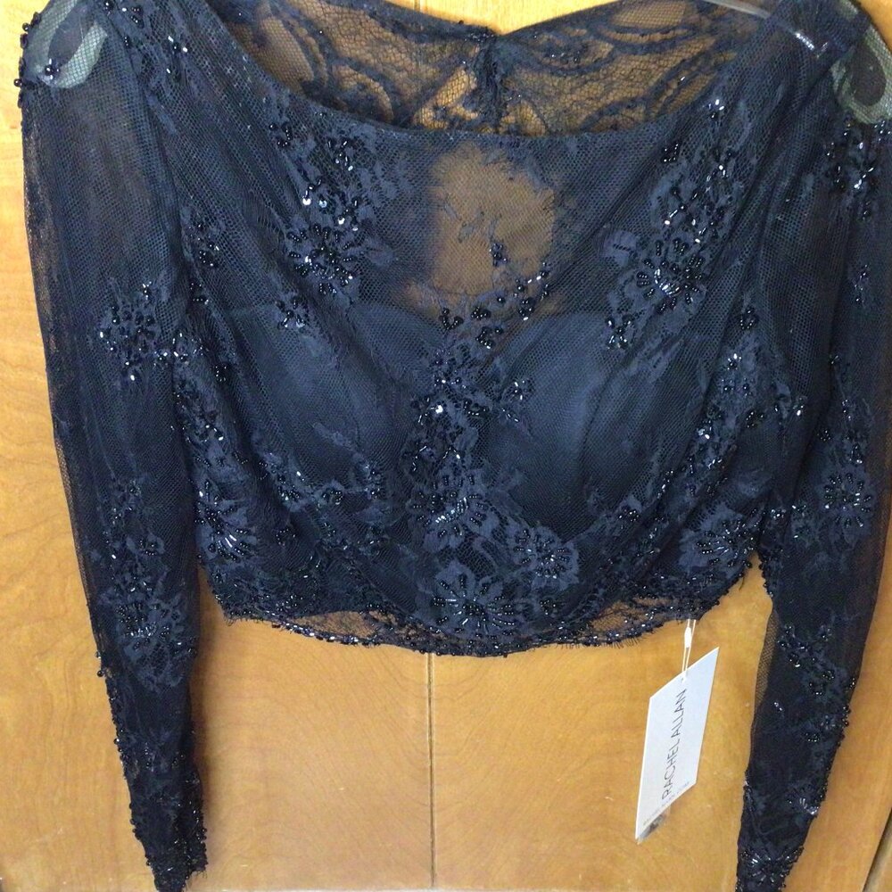 Vintage beaded long sleeve crop top